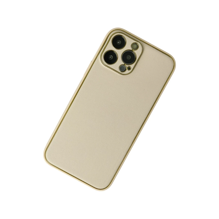 BFS  iPhone 13 Pro Max Kılıf Coco Deri Silikon Kapak - Gold