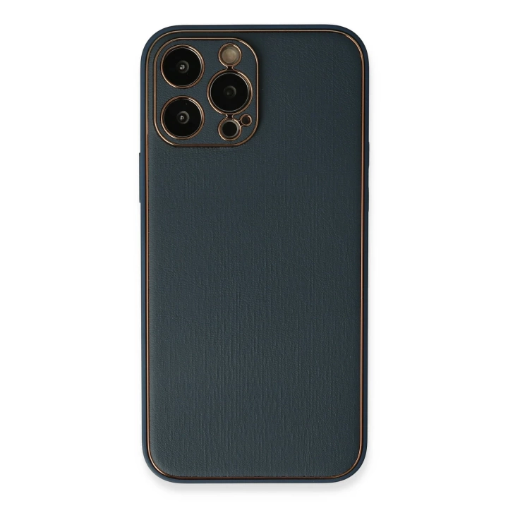 BFS  iPhone 13 Pro Max Kılıf Coco Deri Silikon Kapak - Mavi