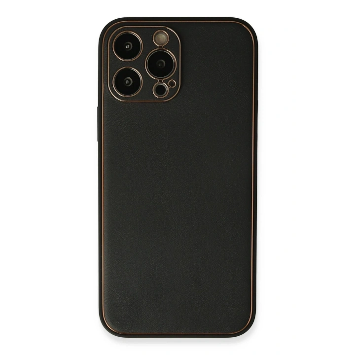 BFS  iPhone 13 Pro Max Kılıf Coco Deri Silikon Kapak - Siyah