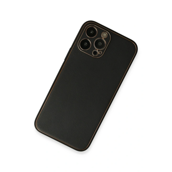 BFS  iPhone 13 Pro Max Kılıf Coco Deri Silikon Kapak - Siyah