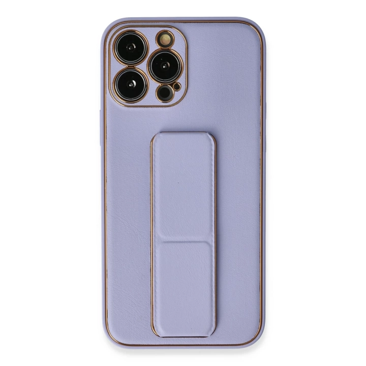 BFS  iPhone 13 Pro Max Kılıf Coco Deri Standlı Kapak - Lila