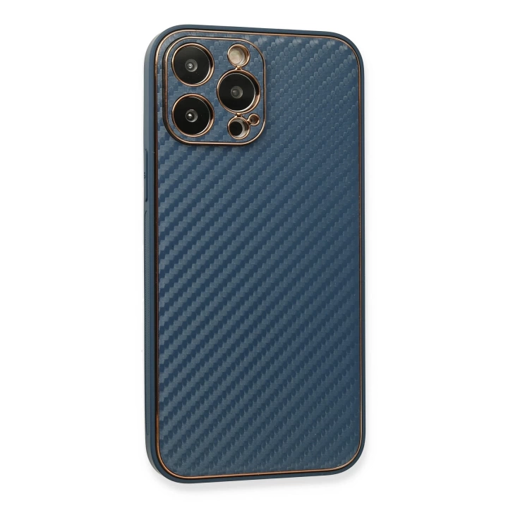 BFS  iPhone 13 Pro Max Kılıf Coco Karbon Silikon - Mavi
