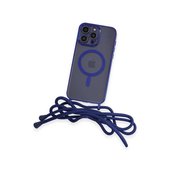 BFS  iPhone 13 Pro Max Kılıf Divo Lazer Askılı Magsafe Kapak - Mavi