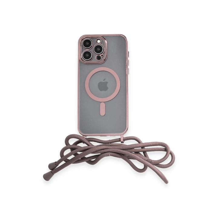 BFS  iPhone 13 Pro Max Kılıf Divo Lazer Askılı Magsafe Kapak - Pembe