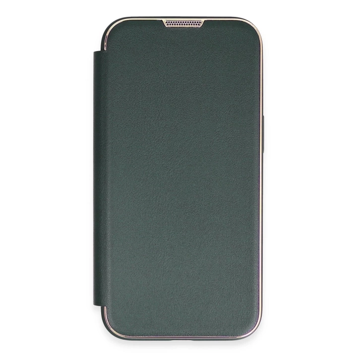 BFS  iPhone 13 Pro Max Kılıf Dolpin Kapaklı - Koyu Yeşil