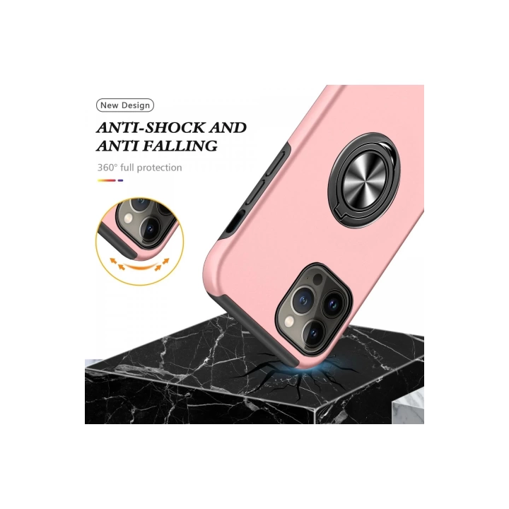 BFS  iPhone 13 Pro Max Kılıf Elit Yüzüklü Kapak - Pembe