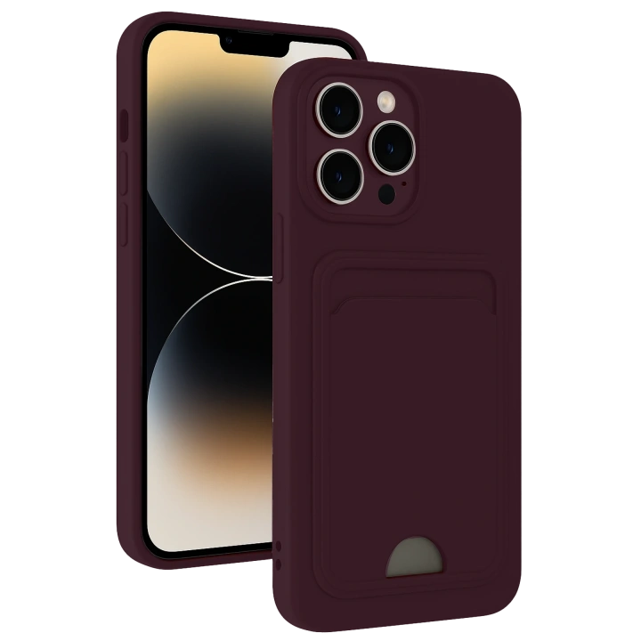 BFS  iPhone 13 Pro Max Kılıf Kelvin Kartvizitli Silikon - Derin Mor