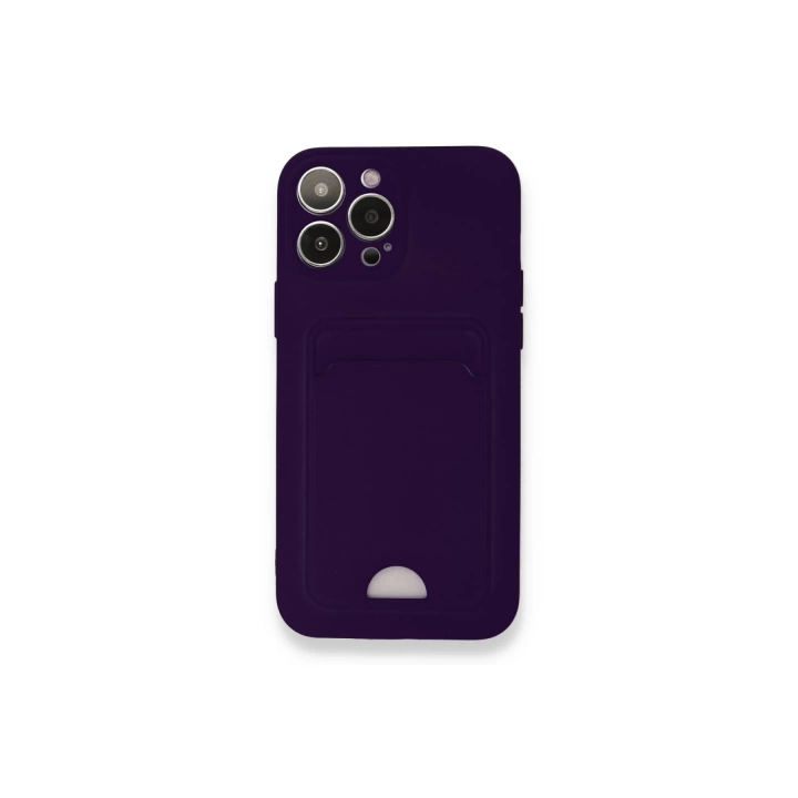 BFS  iPhone 13 Pro Max Kılıf Kelvin Kartvizitli Silikon - Derin Mor