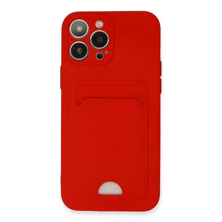 BFS  iPhone 13 Pro Max Kılıf Kelvin Kartvizitli Silikon - Kırmızı