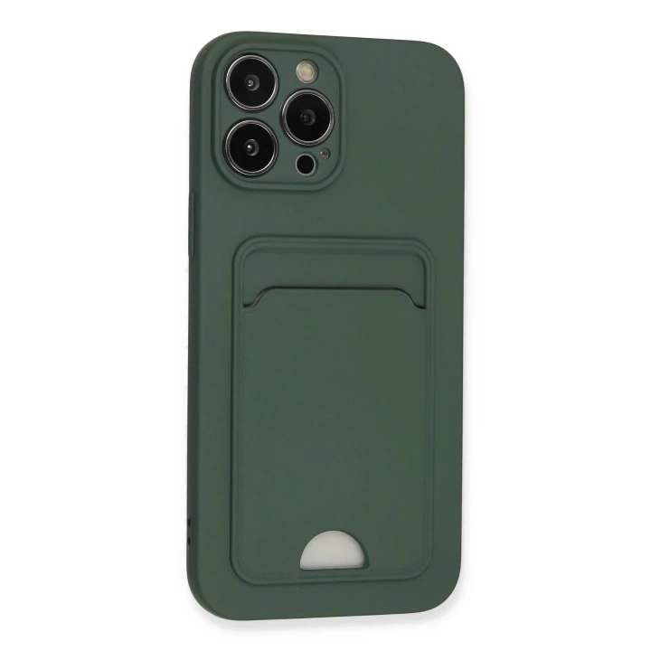 BFS  iPhone 13 Pro Max Kılıf Kelvin Kartvizitli Silikon - Koyu Yeşil