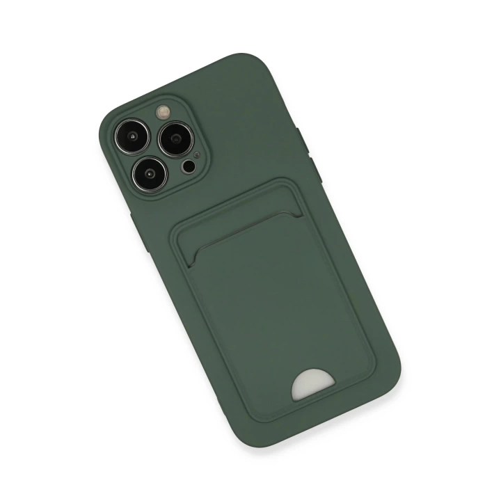 BFS  iPhone 13 Pro Max Kılıf Kelvin Kartvizitli Silikon - Koyu Yeşil