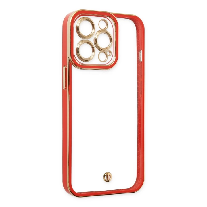 BFS  iPhone 13 Pro Max Kılıf Liva Lens Silikon - Kırmızı