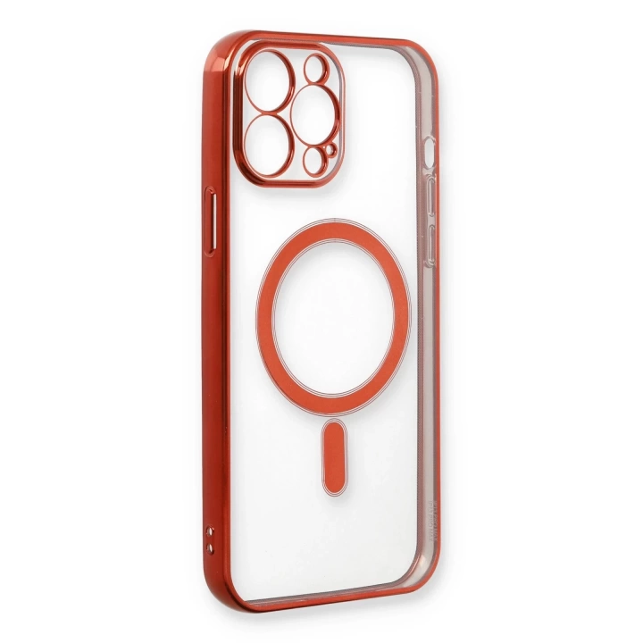 BFS  iPhone 13 Pro Max Kılıf Magneticsafe Lazer Silikon - Kırmızı