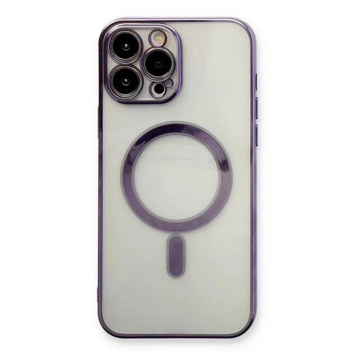 BFS  iPhone 13 Pro Max Kılıf Magneticsafe Lazer Silikon - Mor