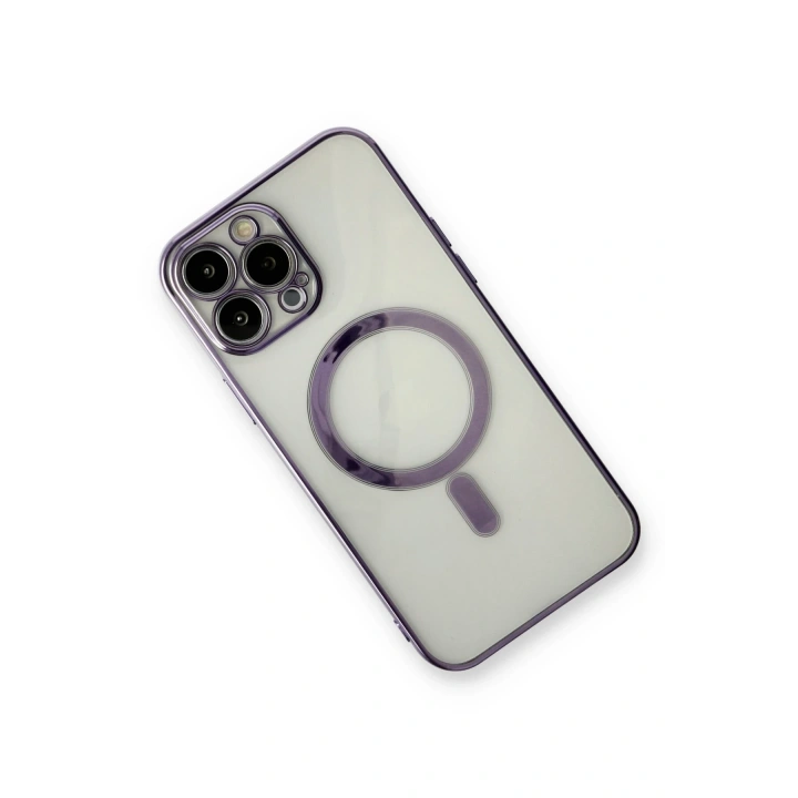 BFS  iPhone 13 Pro Max Kılıf Magneticsafe Lazer Silikon - Mor