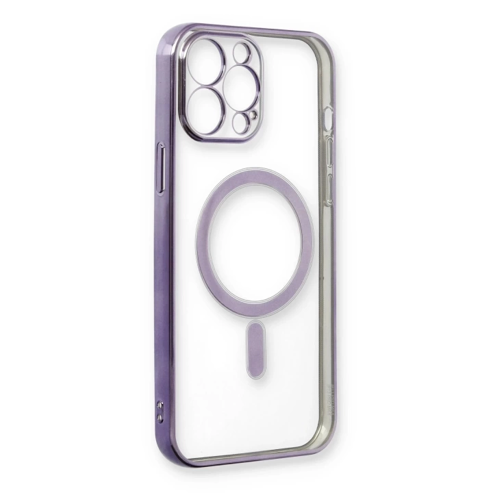 BFS  iPhone 13 Pro Max Kılıf Magneticsafe Lazer Silikon - Mor