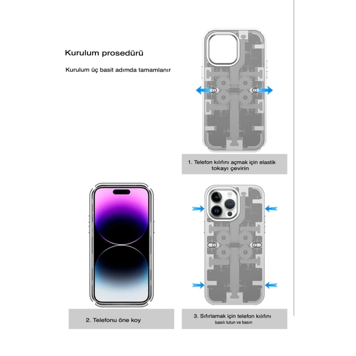 BFS  iPhone 13 Pro Max Kılıf Mekanik Bumper Kapak - Mavi