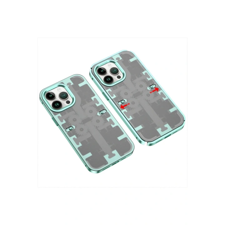 BFS iPhone 13 Pro Max Kılıf Mekanik Bumper Kapak - Yeşil
