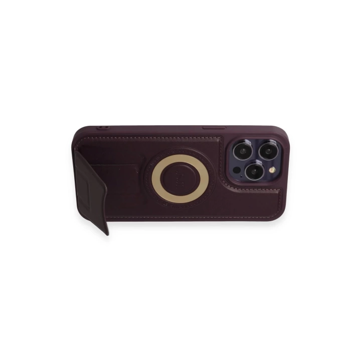 BFS  iPhone 13 Pro Max Kılıf Merkür Magneticsafe Standlı Kapak - Derin Mor
