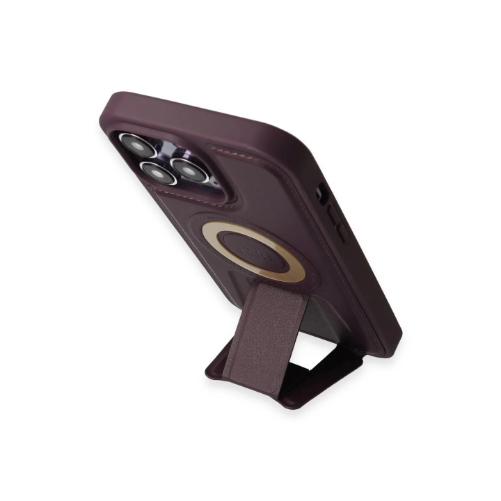 BFS  iPhone 13 Pro Max Kılıf Merkür Magneticsafe Standlı Kapak - Derin Mor