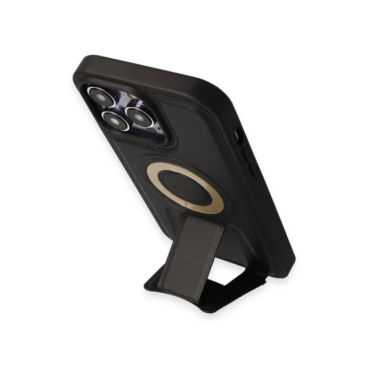 BFS  iPhone 13 Pro Max Kılıf Merkür Magneticsafe Standlı Kapak - Siyah
