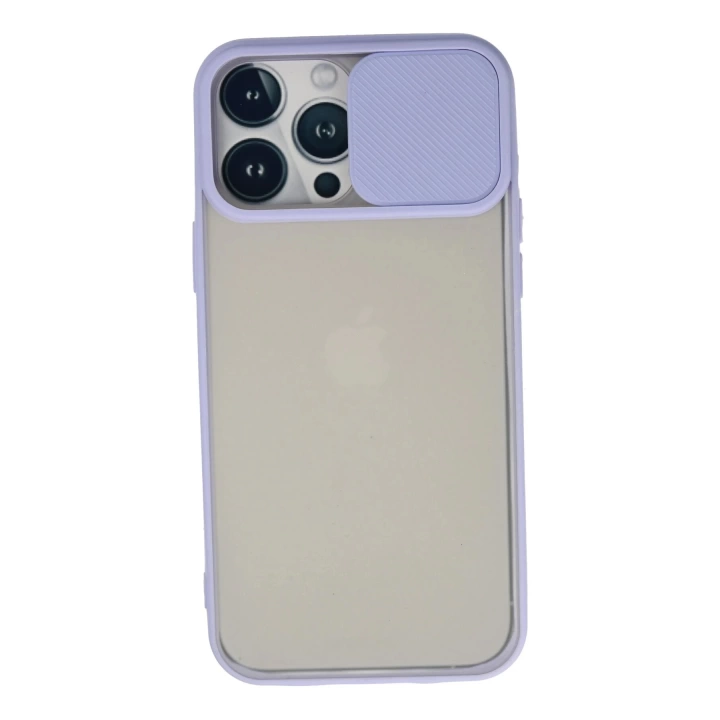 BFS  iPhone 13 Pro Max Kılıf Palm Buzlu Kamera Sürgülü Silikon - Lila