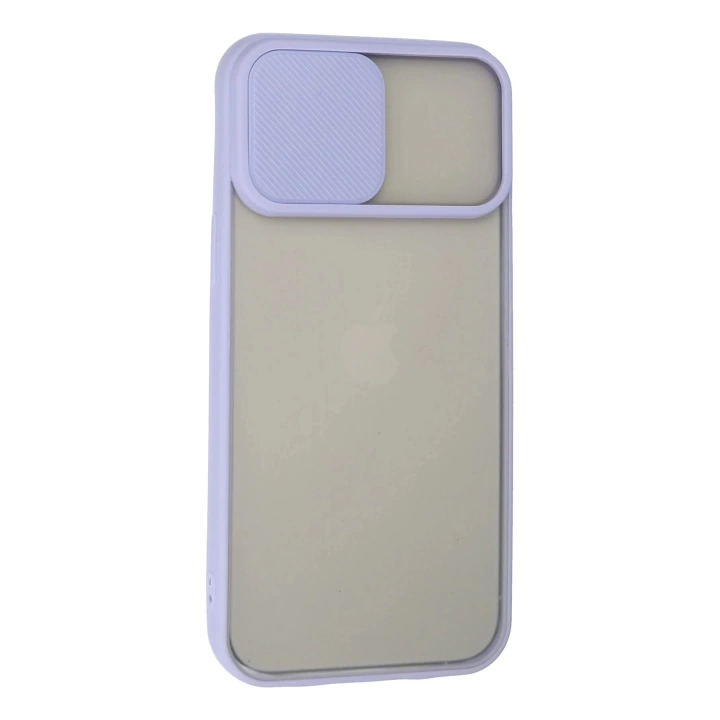 BFS  iPhone 13 Pro Max Kılıf Palm Buzlu Kamera Sürgülü Silikon - Lila