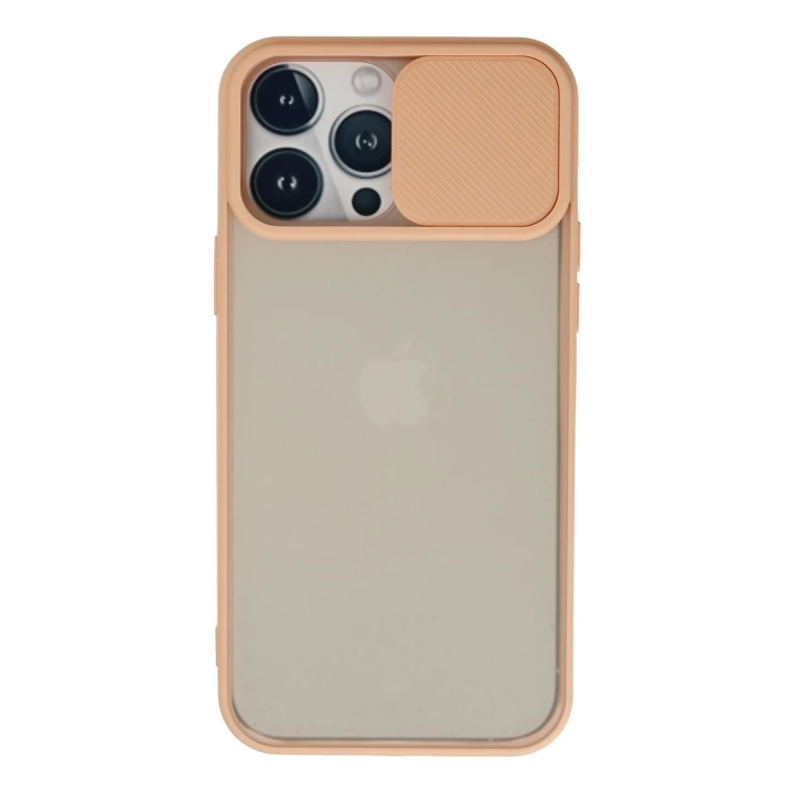 BFS  iPhone 13 Pro Max Kılıf Palm Buzlu Kamera Sürgülü Silikon - Pembe