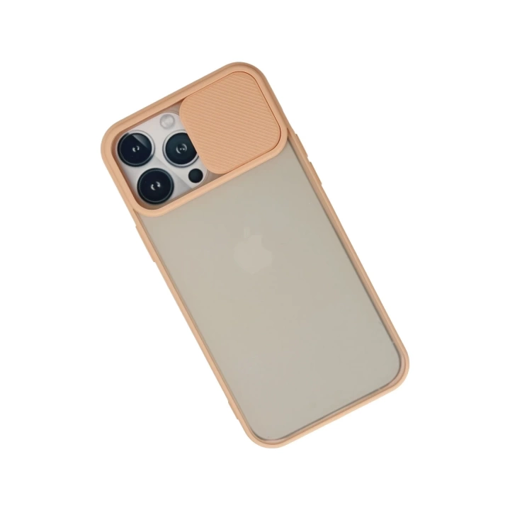 BFS  iPhone 13 Pro Max Kılıf Palm Buzlu Kamera Sürgülü Silikon - Pembe