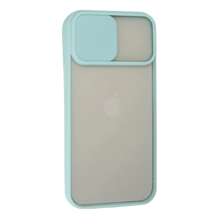 BFS iPhone 13 Pro Max Kılıf Palm Buzlu Kamera Sürgülü Silikon - Turkuaz