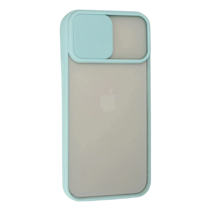BFS  iPhone 13 Pro Max Kılıf Palm Buzlu Kamera Sürgülü Silikon - Turkuaz