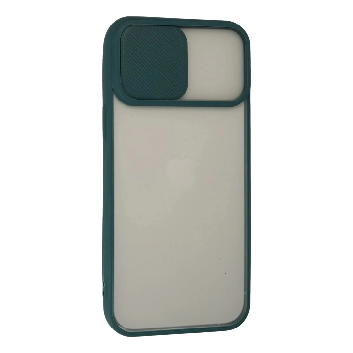 BFS  iPhone 13 Pro Max Kılıf Palm Buzlu Kamera Sürgülü Silikon - Yeşil
