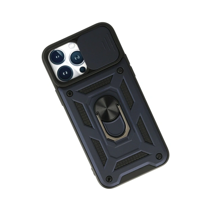 BFS  iPhone 13 Pro Max Kılıf Pars Lens Yüzüklü Silikon - Lacivert