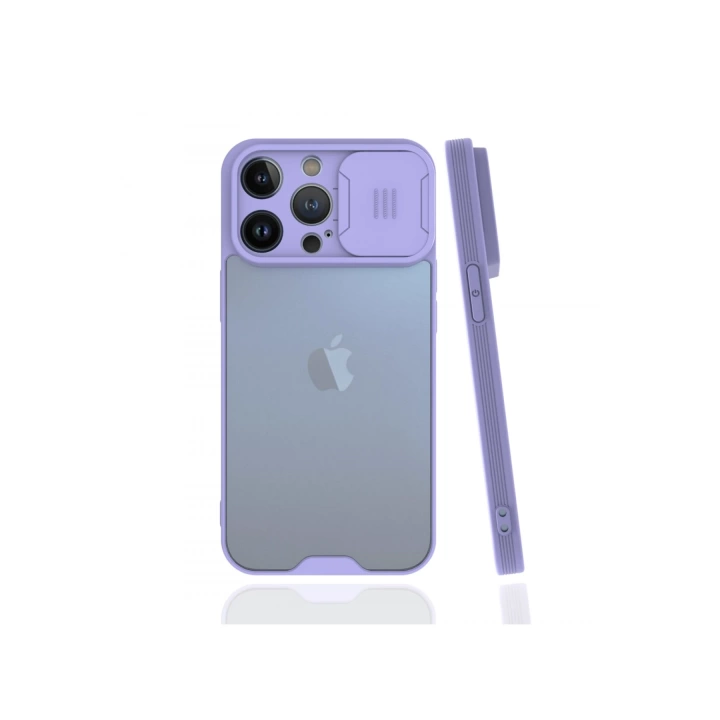 BFS  iPhone 13 Pro Max Kılıf Platin Kamera Koruma Silikon - Lila