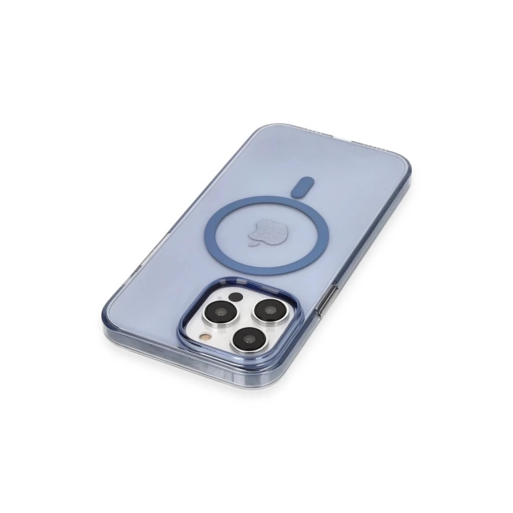 BFS  iPhone 13 Pro Max Kılıf Tron Şeffaf Magsafe Kapak - Mavi