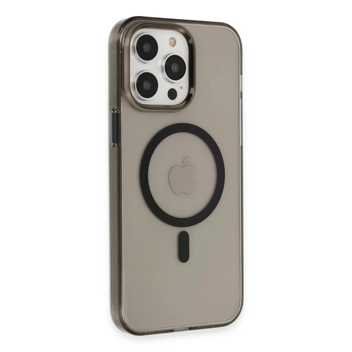 BFS  iPhone 13 Pro Max Kılıf Tron Şeffaf Magsafe Kapak - Siyah