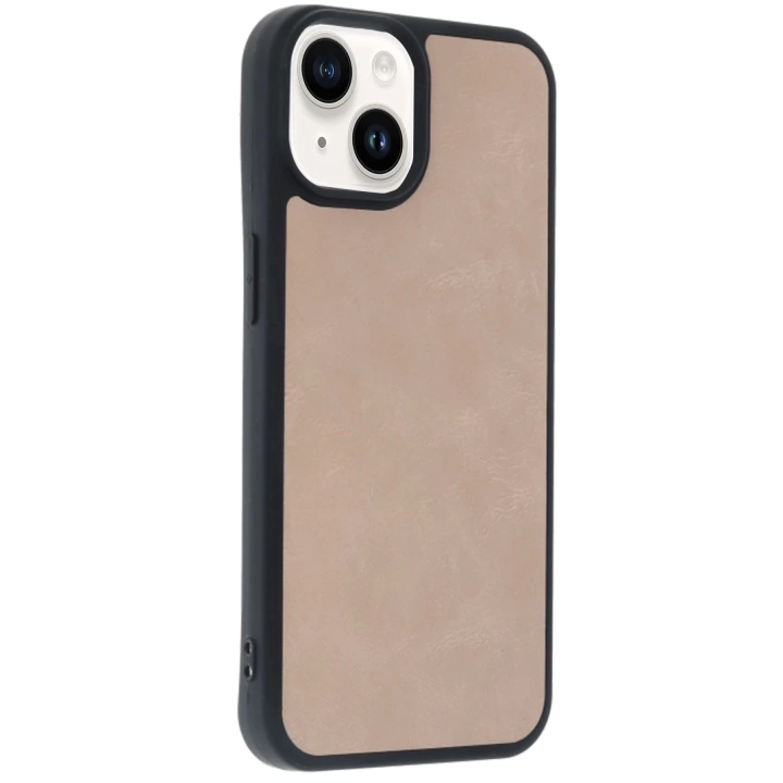 BFS  iPhone 14 Kılıf Aras Deri Kapak - Pudra