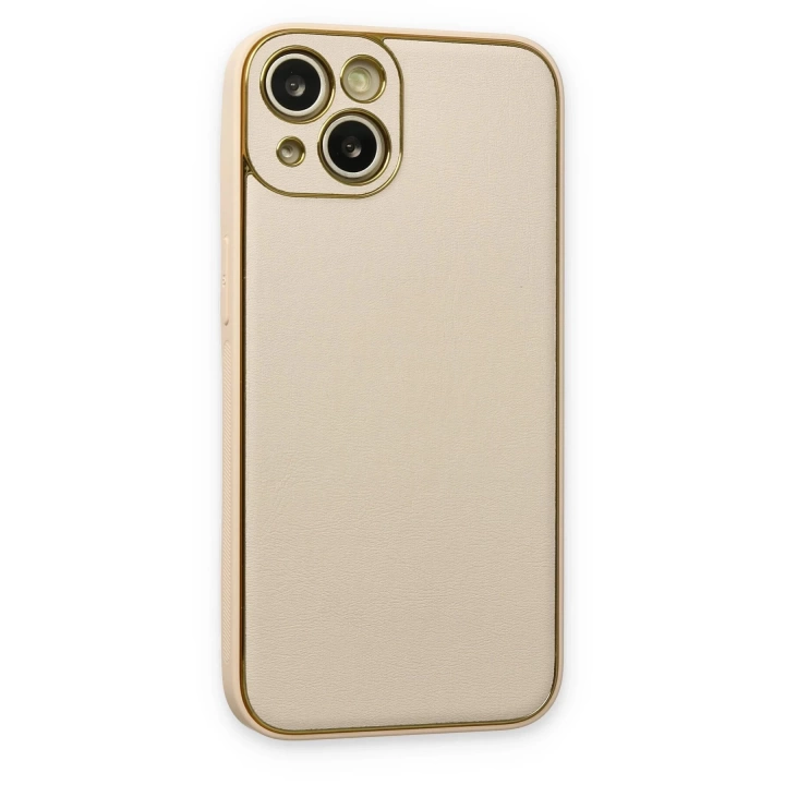 BFS  iPhone 14 Kılıf Coco Deri Silikon Kapak - Gold