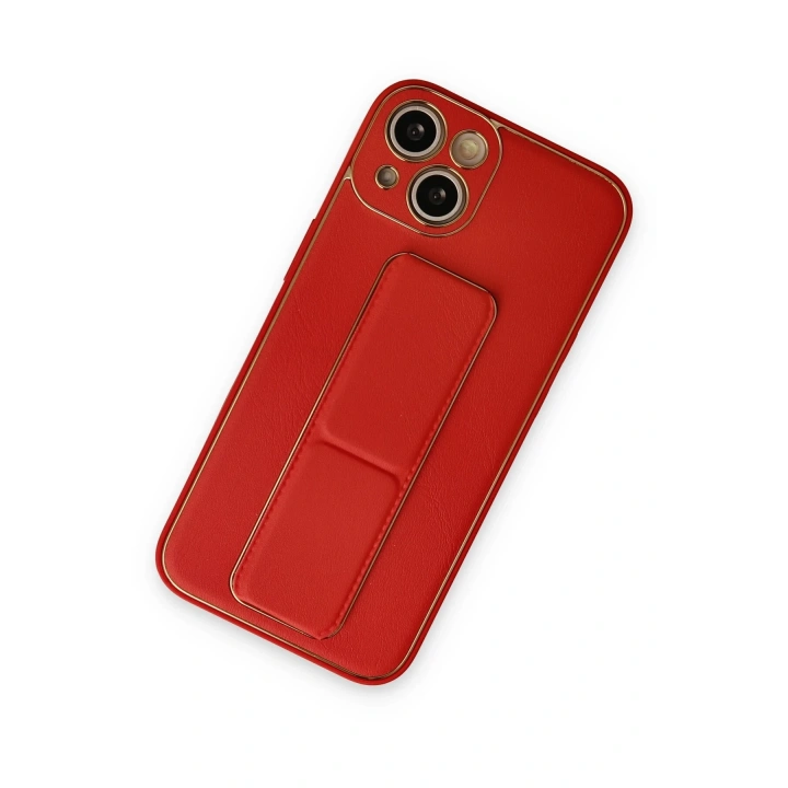 BFS  iPhone 14 Kılıf Coco Deri Standlı Kapak - Kırmızı