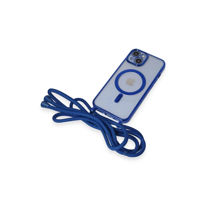 BFS  iPhone 14 Kılıf Divo Lazer Askılı Magsafe Kapak - Mavi