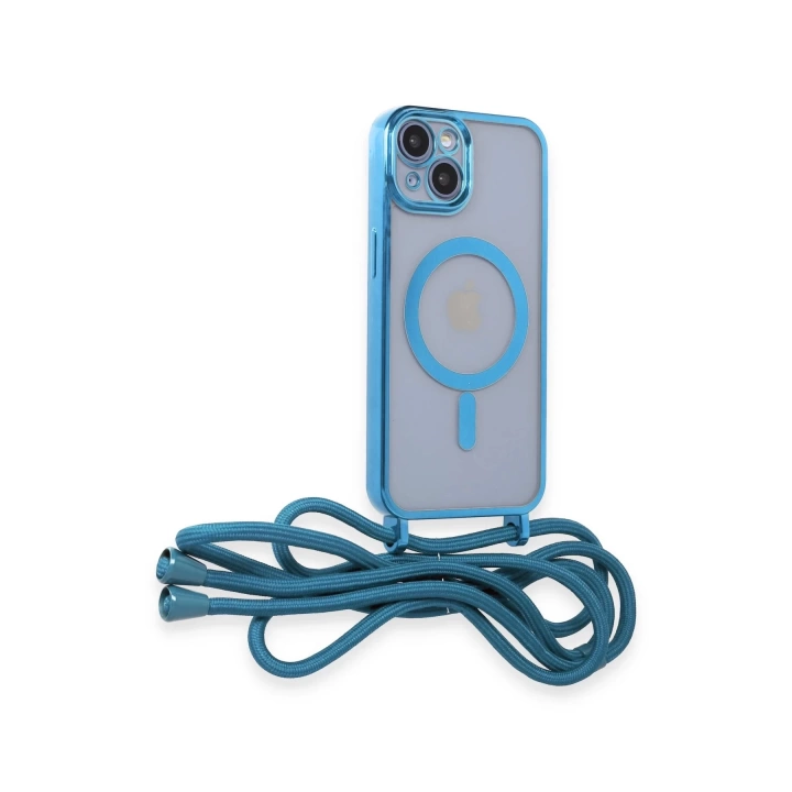 BFS  iPhone 14 Kılıf Divo Lazer Askılı Magsafe Kapak - Sierra Blue