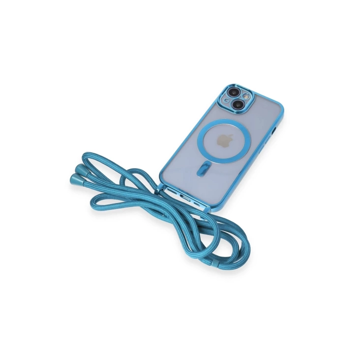 BFS  iPhone 14 Kılıf Divo Lazer Askılı Magsafe Kapak - Sierra Blue