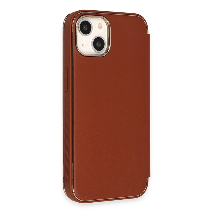 BFS  iPhone 14 Kılıf Dolpin Kapaklı - Kahverengi