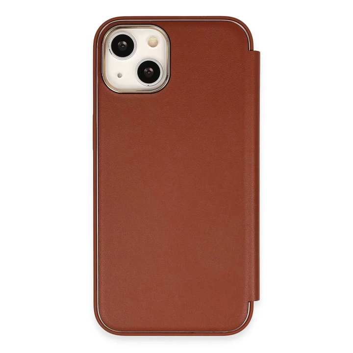 BFS  iPhone 14 Kılıf Dolpin Kapaklı - Kahverengi