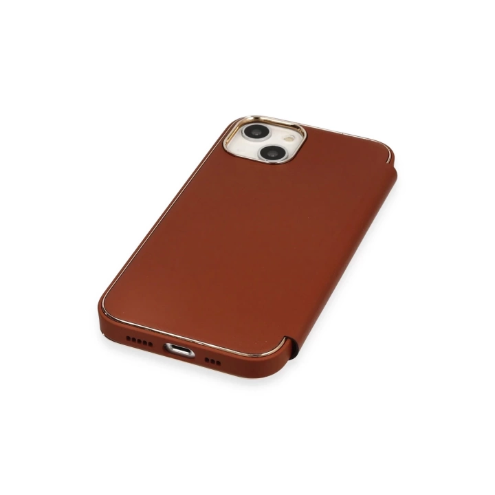 BFS  iPhone 14 Kılıf Dolpin Kapaklı - Kahverengi
