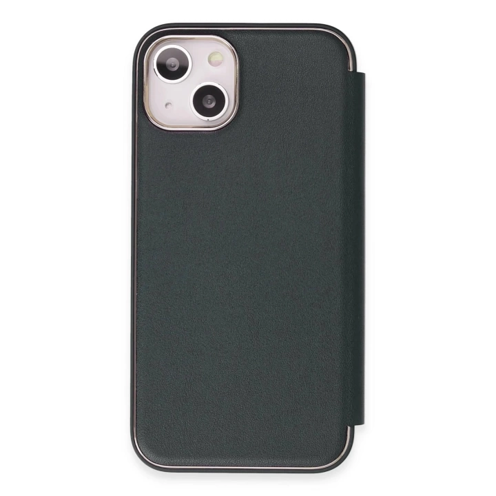 BFS  iPhone 14 Kılıf Dolpin Kapaklı - Koyu Yeşil