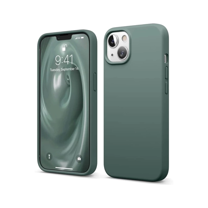 BFS  iPhone 14 Kılıf First Silikon - Koyu Yeşil