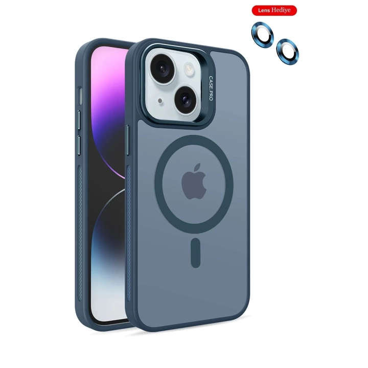 BFS  iPhone 14 Kılıf Flet Lens Magsafe Kapak - Lacivert