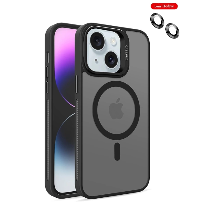 BFS  iPhone 14 Kılıf Flet Lens Magsafe Kapak - Siyah