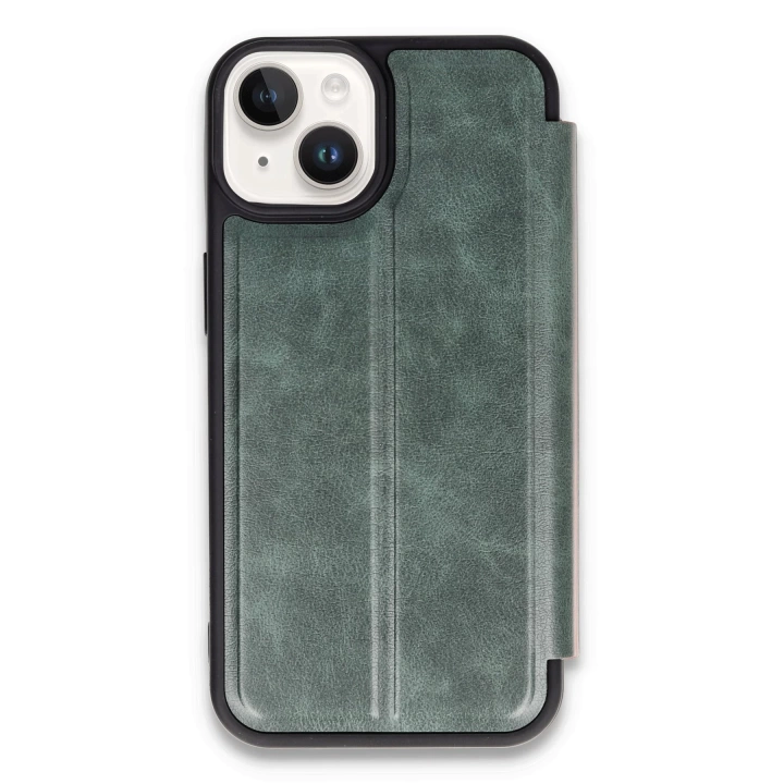 BFS  iPhone 14 Kılıf Flip Cover - Koyu Yeşil